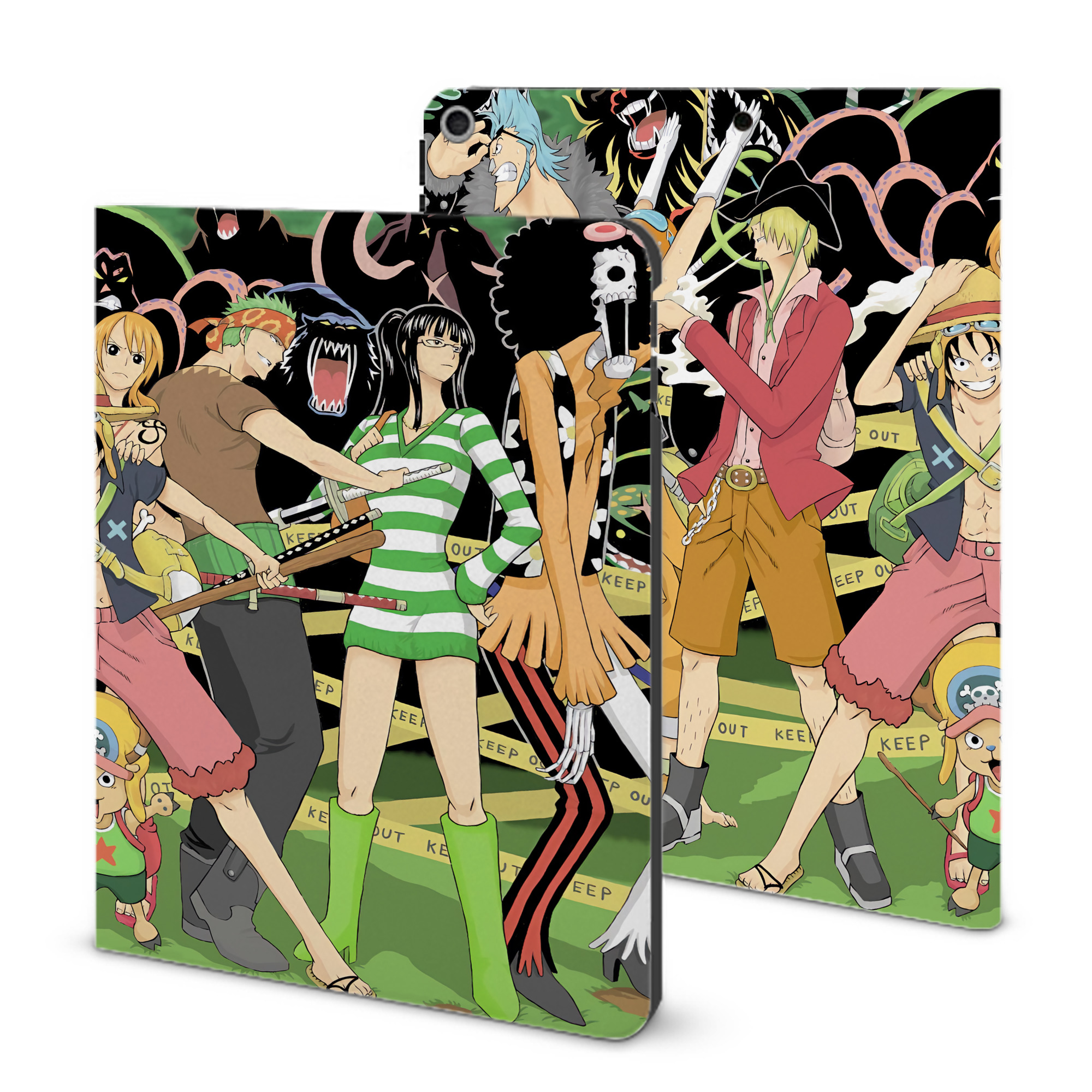 ワンピース ONE PIECE IPad ケース ブック型 PUレザー TPU 耐衝撃 軽量 薄型 ペン収納なし 全面保護 IPad 各モデル対応